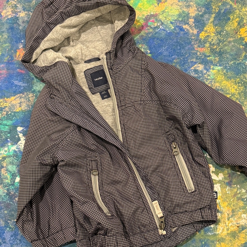 Kids Navy Checkered Jacket